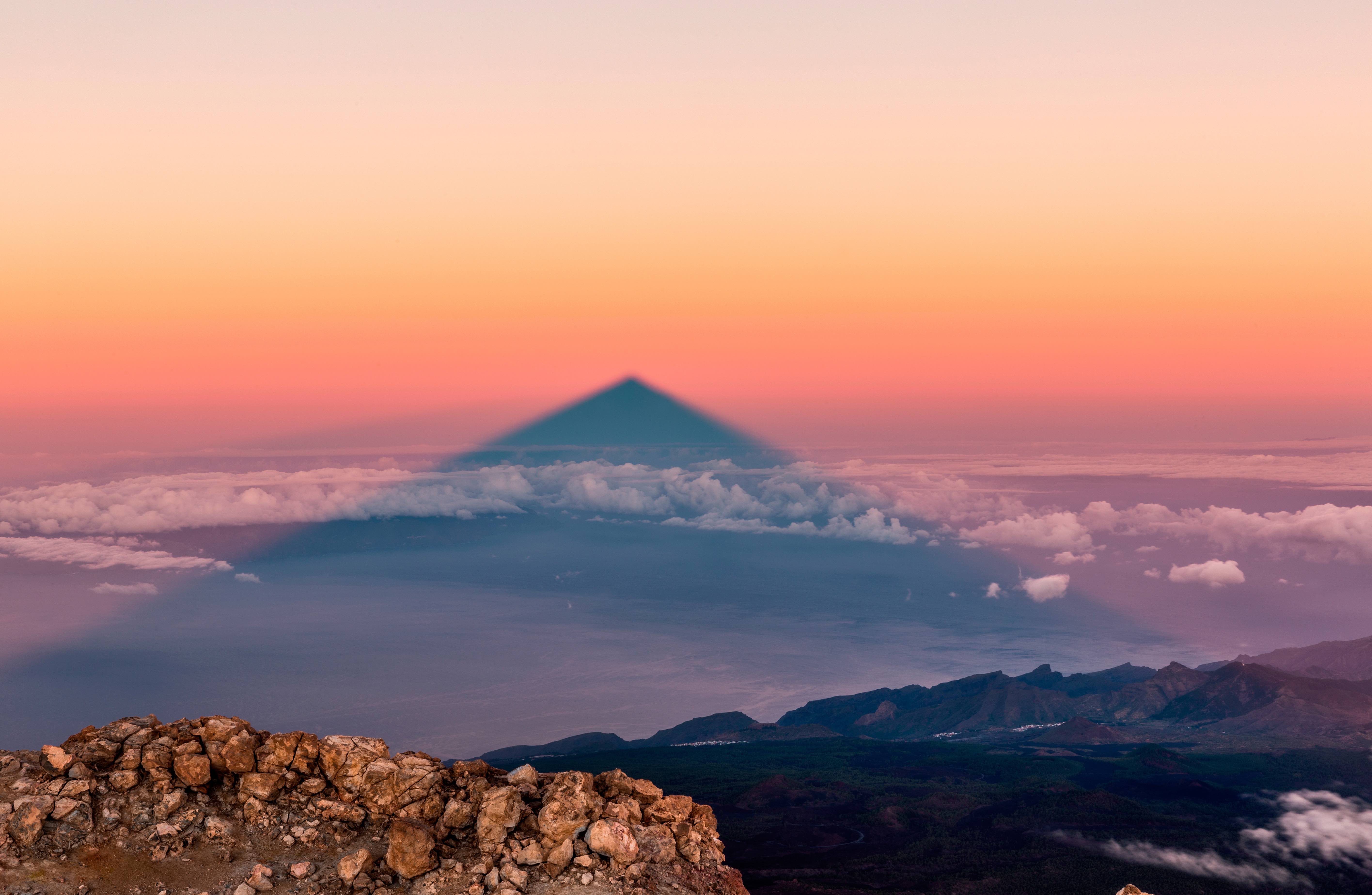 Teide shadow during sunset in travel incentive